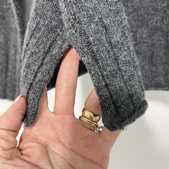 Madewell Sweater Small Charcoal Gray 100% Merino Wool Starry Cropped Boxy - Picture 5 of 13